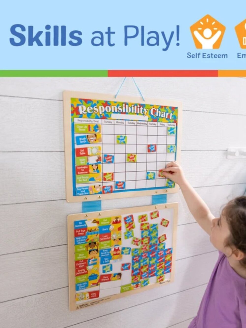 Melissa & Doug *NEW* Magnetic Responsibility Chart with 89 Magnets for Kids